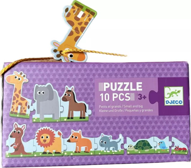 Puzzle Djeco Frise Des Animaux Petits Et Grands 10 Grosses Pieces TBE