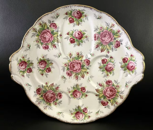 Gorgeous James Kent Longton La Rosa Handled Plate, Pink Roses, England