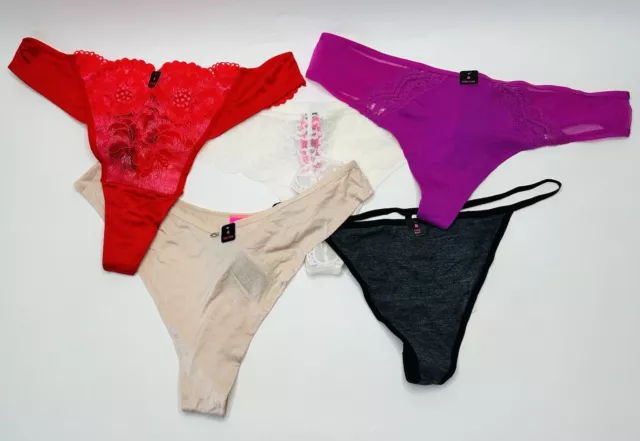 Lasenza Lot Of 5 Womens Thong Underwear Sz Medium 8/10 Red Purple White Black