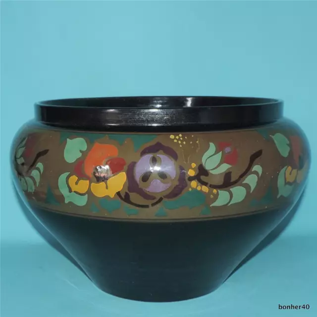 Vintage Art-Crafts Gouda Zuid-Holland Large Dutch Folk Art Deco Flower Pot Bowl