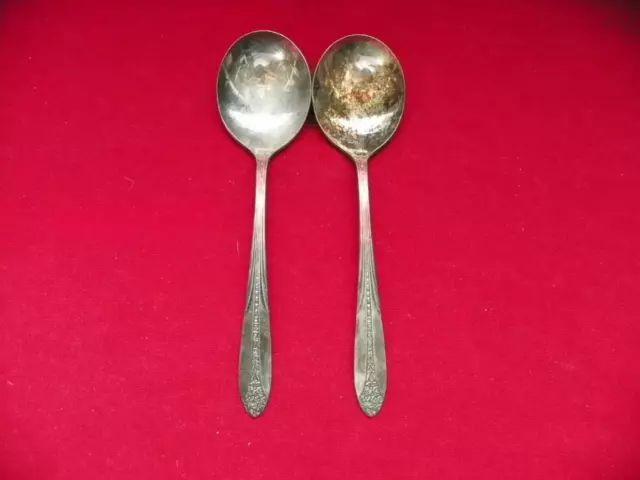 Set Of 2  National Princess Royal  Silver Plate Gumbo Soup Spoons     Box 58