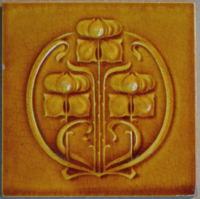 Antique Boote - Art Nouveau Majolica Tile C1900