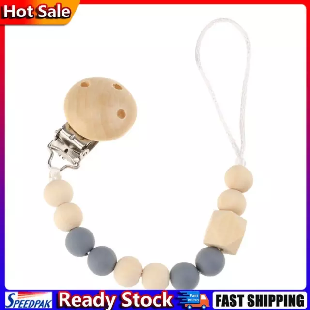 GESUTO Silicone Wood Baby Pacifier Clips Newborn Teething Teether Holder Chains