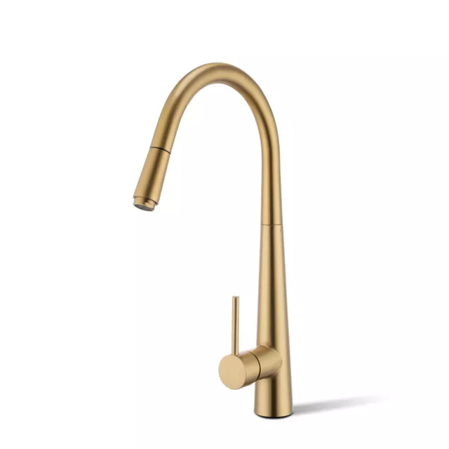 ACA Brass Mixer Tap Kitchen Sink Pull Out Swivel Spout Faucet Brushed Gold