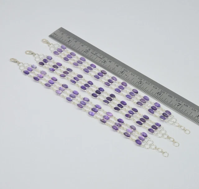 Wholesale 3Pc 925 Solid Sterling Silver Purple Amethyst Bracelet Lot G283
