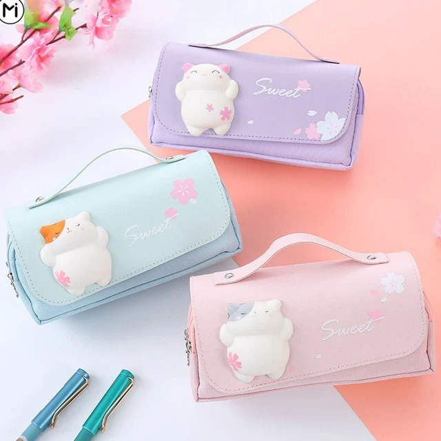 School Student Decompression Pencil Case Zip Stationery Pouch Organizer Pen Bag