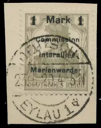 MARIENWERDER Nr 22AIH zentrisch gestempelt Briefst³ck ATTEST X49A4E6