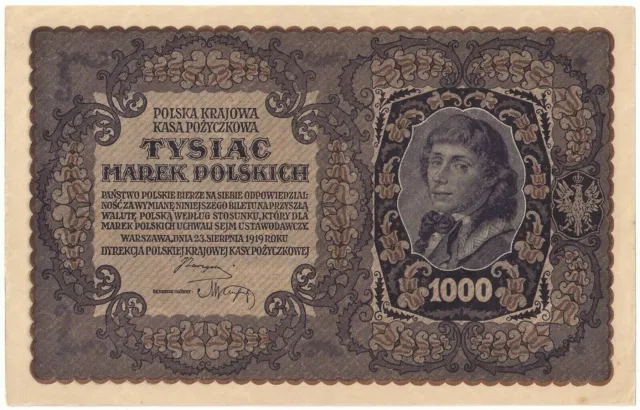Poland banknote - Polska Krajowa - 1000 tysiac marek - year 1919 - free shipping
