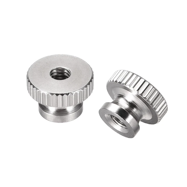 Moleté" écrous - M4 Rond Boutons avec Collier 304 Inox Acier - 2 Pcs