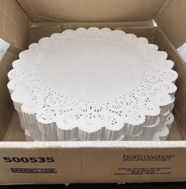 White Paper Doily - 1000 Count 12 Inch Round Normandy Lace- Brooklace Hoffmaster