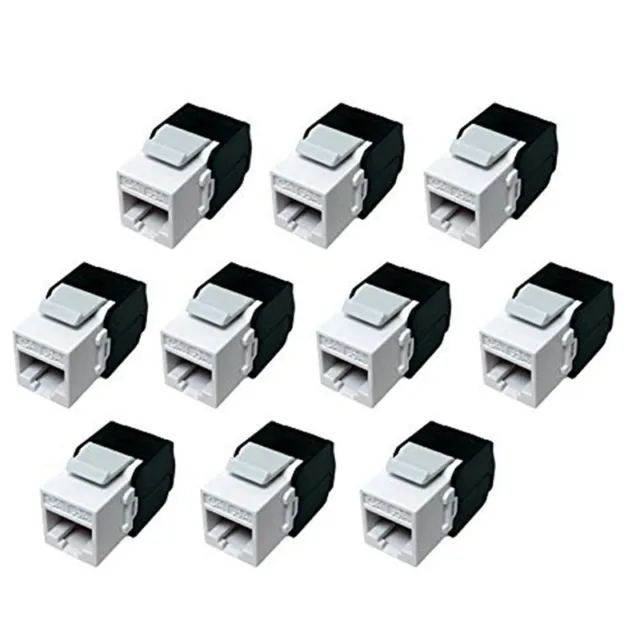 10-Pack Cat6A RJ45  Jack - Cat6 Compatible -180 Degree Toolless -Ethernet9821