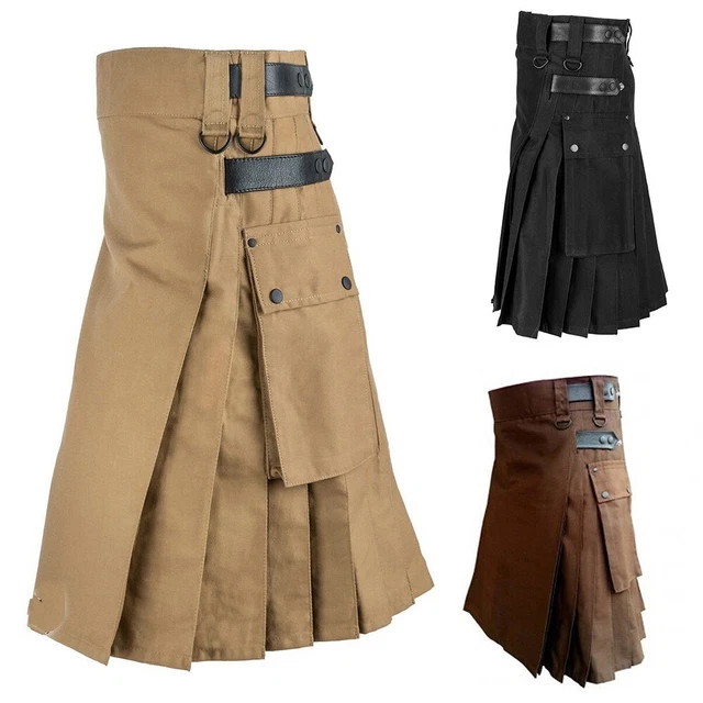 Gonna Comoda Moda Lino M-3XL Kilt Scozzese Tradizionale Vintage