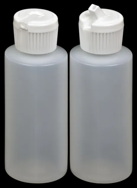 Plastic Bottle w/White Turret Lid, 2-oz., 12-Pack, New