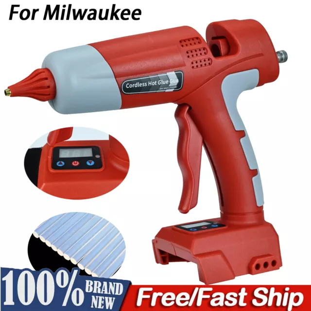 Cordless Hot Melt Glue Gun for Milwaukee Li-ion Battery With temperature display