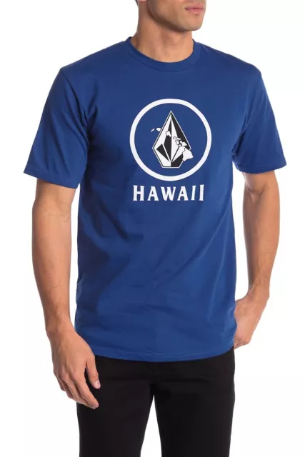 Volcom Surf Brand Men's Blue Short Sleeve T-Shirt Tee Hawaii Crisp HI Hawaiian