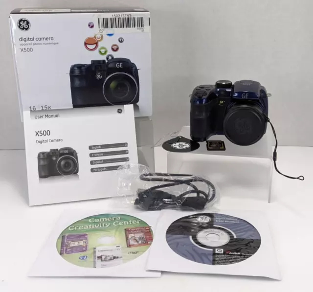 GE Power Pro X500 16 MP 15 x Optical Zoom Digital Camera Complete -Midnight Blue