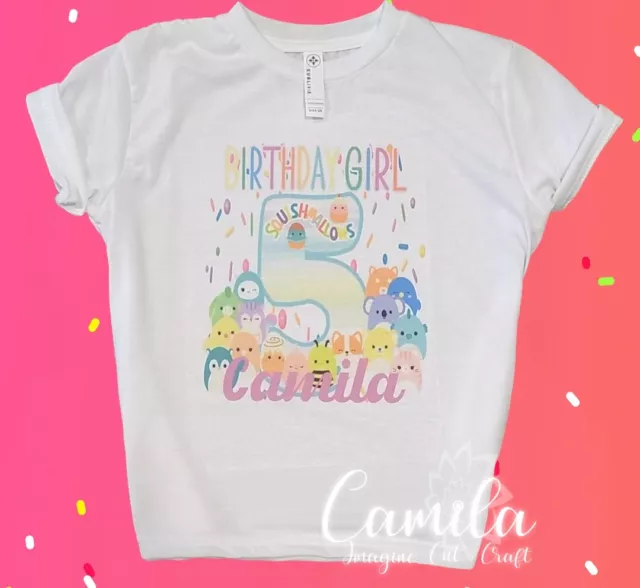 Personalized Squishmallows Birthday SHIRT toddler 2T-5/6T Kids S-L