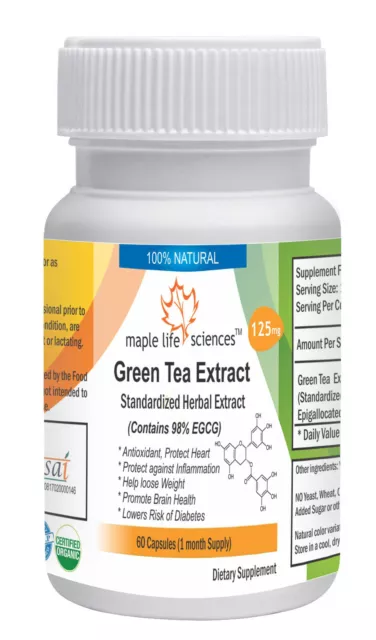 EGCG 98% pure capsules Epigallocatechin Gallate Green Tea Extract No fillers