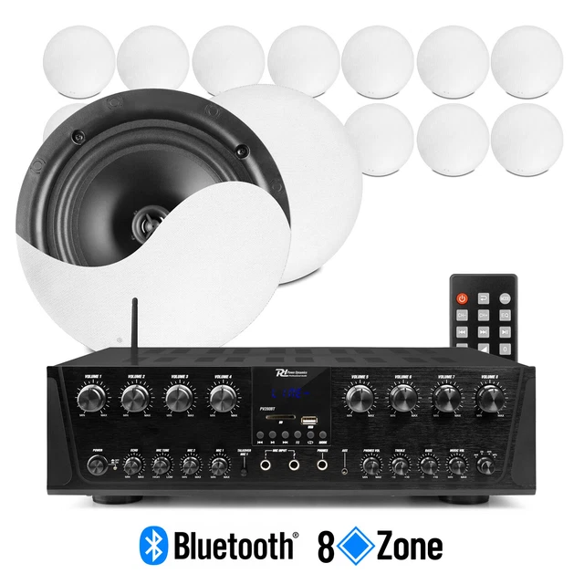 MULTI ROOM HOME Ceiling Speaker and 8 Zone Amplifier System with 16x