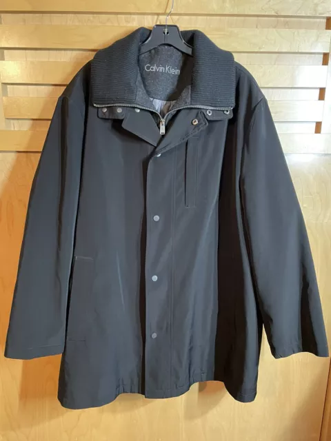 Calvin Klein Men’s Wool Blend Double Layer Quilted Jacket Sz L Full Zip Snaps