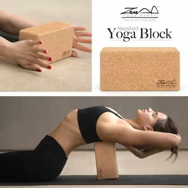 Cork Wood Exercise YOGA BLOCK Brick For Fitness Stretching Aid Gym Pilates UK