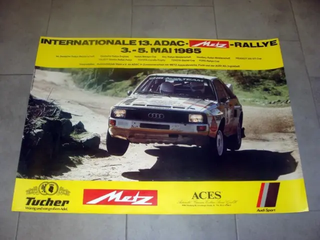 Orig. Poster Int. ADAC Metz Rallye 1985 Portugal Audi Sport quattro Röhrl RARE!!