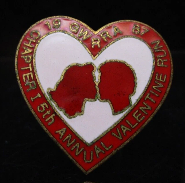GWRRA 1987 Chapter I 5th Annual Valentines Run Motorcycle Biker Rally Enamel Pin