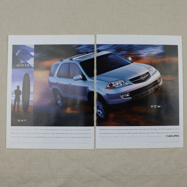1998 Acura MDX Print Ad Paper Magazine Clipping Vtg 90s SUV Beach Surf Luxury