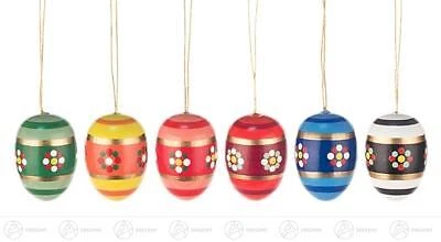 Ostern & Frühjahr Behang Ostereier mit Blumen (6)  H=ca 3,5 cm NEU Erzgebirge