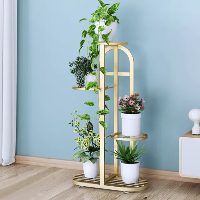 Large 5 Tier Gold Metal Plant Stand Flower Rack Plant Pot Holder Display Shelf