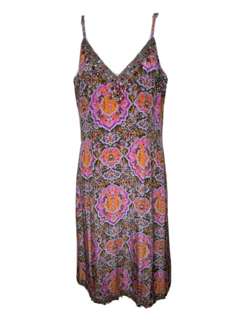 Plenty Tracy Reese Silk Beaded Flower Print Party Cocktail Slip Dress Sz 8