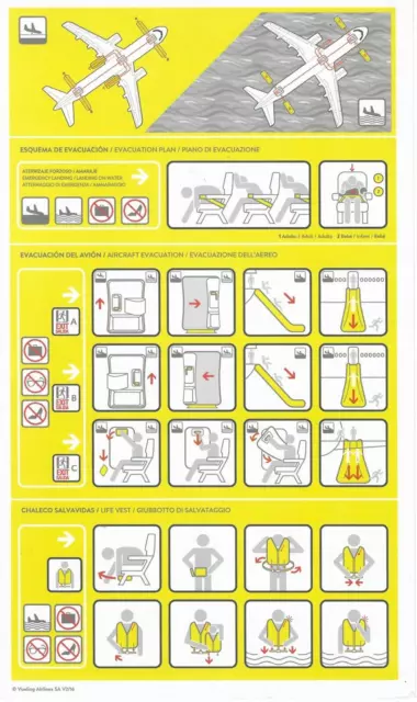 Vueling (Spain) - Airbus A320 - V2/16 - Safety Card - Consignes De Securite 2