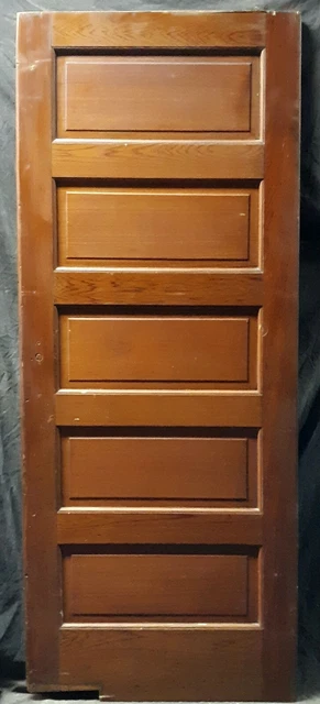 31.5"x79" Antique Vintage Old Interior SOLID Wood Wooden Swinging Door 5 Panels 2