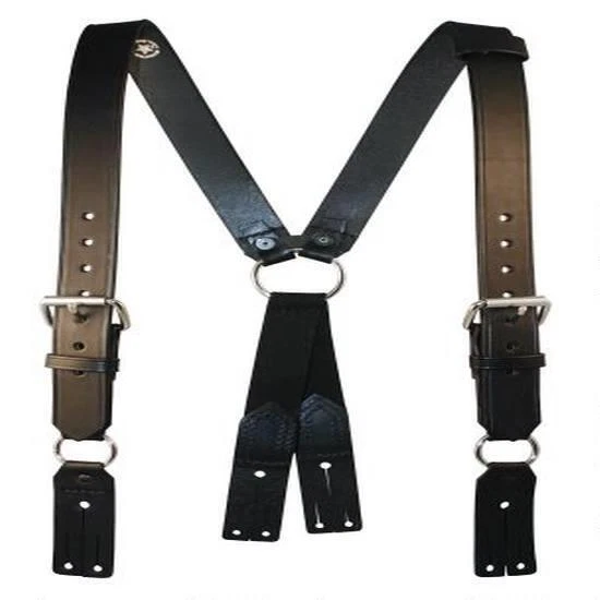 Boston Leather Fireman's Leather Suspenders Black, Regular, Standard