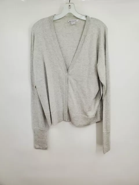 Athleta Women's Gray Heather Long Sleeve Button Front Cardigan Sweater Size L