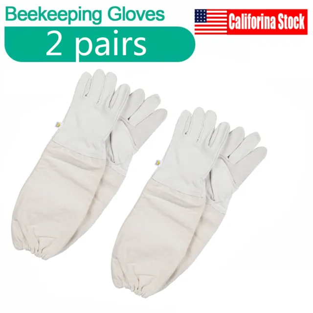 2 Pairs Beekeeping Gloves Bee Keeping Gloves Goatskin Protective Equipment XL