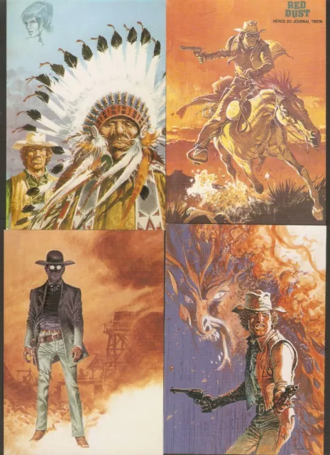 HERMANN  lot de 4  cartes postales BD   COMANCHE  Ed. J.P. Hubert /Lombard 1984