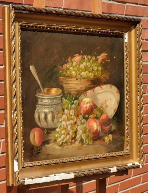 Tableau signée GARDEL. Nature Morte aux Fruits Peinture huile sur toile.