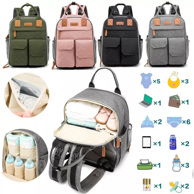 Multifunctional Large Baby Diaper Backpack Nappy Changing Mummy Travel Bag AU