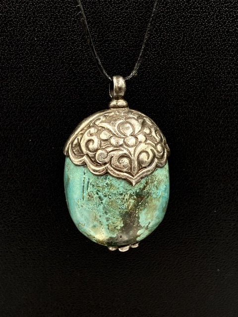 Nativi Argento Sterling Turchese Fiore Ciondolo Navajo 47.5 Grames