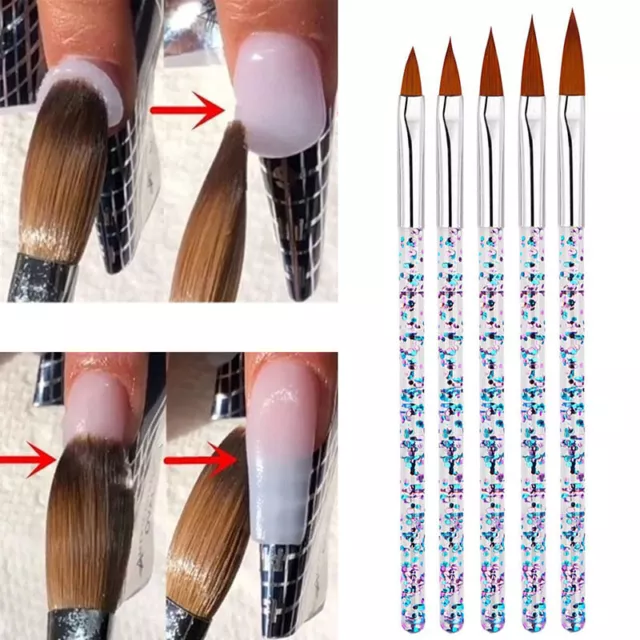 5 Teile/Satz Kolinsky Sable Acryl Nail Art Pinsel Set Kristall Griff 。