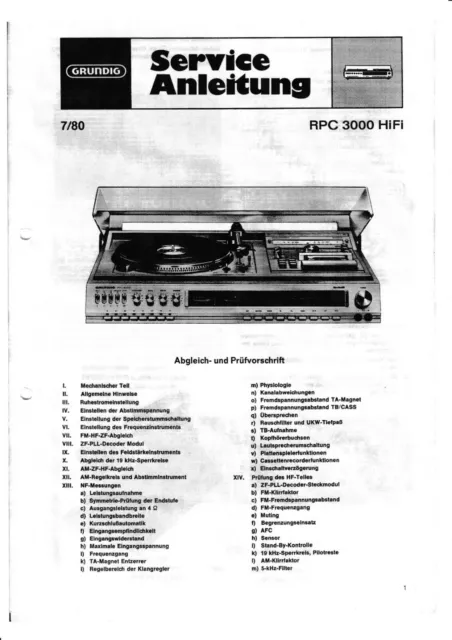 Service Manual-Anleitung für Grundig RPC 3000