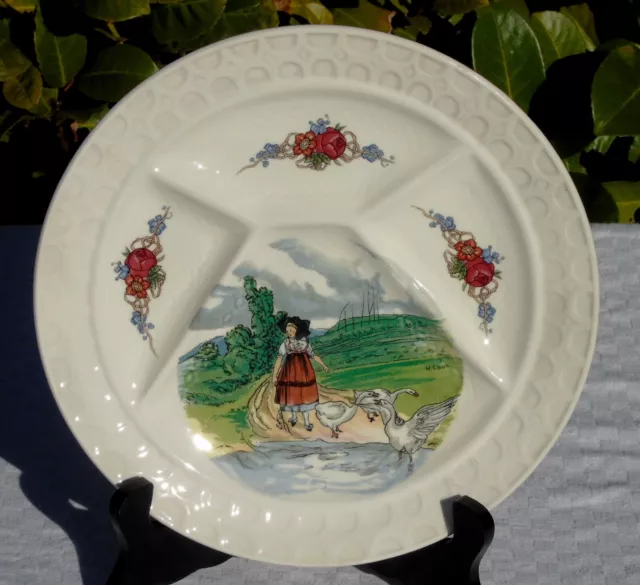 Sarreguemines - Henri Loux - Assiette à fondue en faïence, modèle Obernai (1)