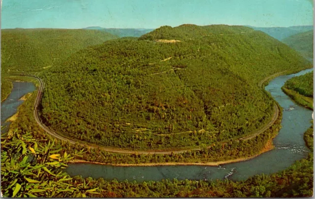 Postcard West Virginia Aerial View New River Gorge Canyon Grandview State Park.