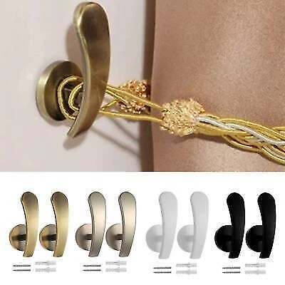 Set of 2 Wall Mounted Curtain Holdback Hooks for Drapery Tiebacks