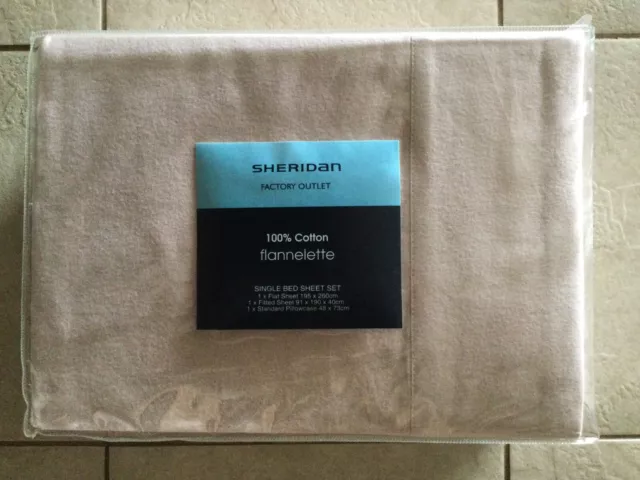 Sheridan Sheet Set 100% Cotton Flannelette Single Bed **Free Postage **