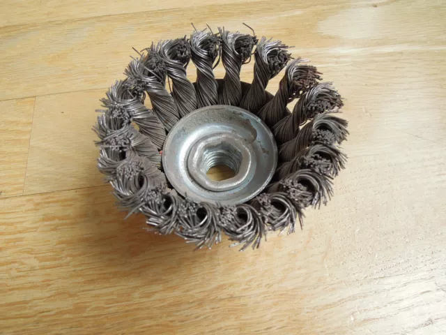 3" Knotted Steel Wire Cup Brush, Coarse, 5/8"-11 Thread