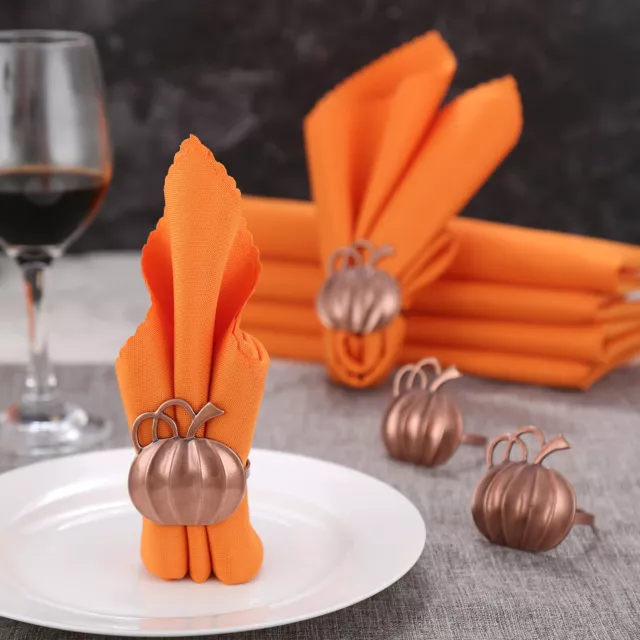 6x Napkins+Pumpkin Napkin Holders Rings Christmas Party Dinner Table Decoration