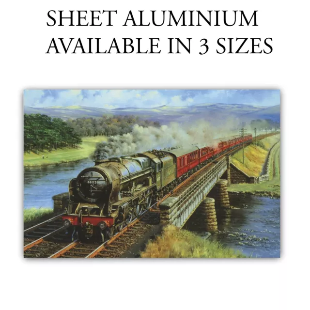Aluminium Sign Plaque Print Of Retro Steam Locomotive Train British Countryside