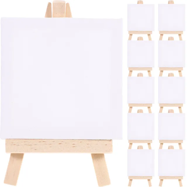 Creative Mark Ultra Mini White Stretched Canvas & Natural Wood Easel for  SmAll Paintings - 3x4 inch [20 pack] Perfect to Paint or Displaying